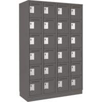 Clean Line Lockerette, 6 -tier, Bank of 4, 48" x 18" x 76", Steel, Charcoal, Rivet (Assembled) Sidevic Inc.