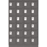 Clean Line Lockerette, 6 -tier, Bank of 4, 48" x 18" x 76", Steel, Charcoal, Rivet (Assembled) Sidevic Inc.
