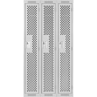 Casiers Clean Line, Bloc de 3, 36" x 15" x 72", Acier, Gris, Rivet (assembl&eacute;), Perfor&eacute; Sidevic Inc.