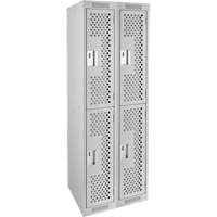 Casiers Clean Line, 2 niveaux, Bloc de 2, 24" x 12" x 72", Acier, Gris, Rivet (assembl&eacute;), Perfor&eacute; Sidevic Inc.