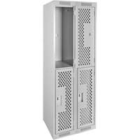 Casiers Clean Line, 2 niveaux, Bloc de 2, 24" x 12" x 72", Acier, Gris, Rivet (assembl&eacute;), Perfor&eacute; Sidevic Inc.