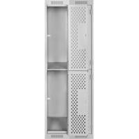 Casiers Clean Line, 2 niveaux, Bloc de 2, 24" x 12" x 72", Acier, Gris, Rivet (assembl&eacute;), Perfor&eacute; Sidevic Inc.