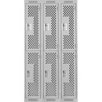 Clean Line Lockers, 2 -tier, Bank of 3, 36" x 15" x 72", Steel, Grey, Rivet (Assembled), Perforated Sidevic Inc.