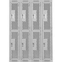 Clean Line Lockers, 2 -tier, Bank of 4, 48" x 15" x 72", Steel, Grey, Rivet (Assembled), Perforated Sidevic Inc.