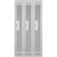 Clean Line Lockers, Bank of 3, 36" x 18" x 82", Steel, Grey, Rivet (Assembled), Perforated Sidevic Inc.
