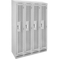 Clean Line Lockers, Bank of 4, 48" x 18" x 82", Steel, Grey, Rivet (Assembled), Perforated Sidevic Inc.