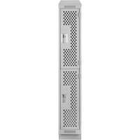 Casiers Clean Line, 2 niveaux, 12" x 12" x 82", Acier, Gris, Rivet (assembl&eacute;), Perfor&eacute; Sidevic Inc.