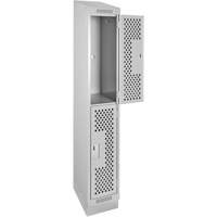 Casiers Clean Line, 2 niveaux, 12" x 12" x 82", Acier, Gris, Rivet (assembl&eacute;), Perfor&eacute; Sidevic Inc.