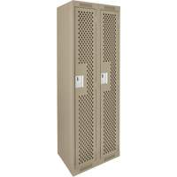 Clean Line Lockers, Bank of 2, 24" x 15" x 72", Steel, Beige, Rivet (Assembled), Perforated Sidevic Inc.
