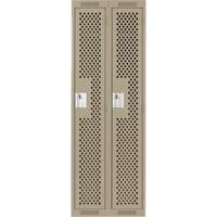 Clean Line Lockers, Bank of 2, 24" x 15" x 72", Steel, Beige, Rivet (Assembled), Perforated Sidevic Inc.