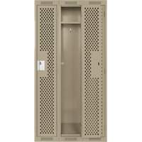 Clean Line Lockers, Bank of 3, 36" x 15" x 72", Steel, Beige, Rivet (Assembled), Perforated Sidevic Inc.
