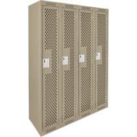 Clean Line Lockers, Bank of 4, 48" x 15" x 72", Steel, Beige, Rivet (Assembled), Perforated Sidevic Inc.