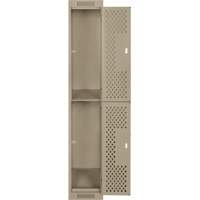 Casiers Clean Line, 2 niveaux, 12" x 12" x 72", Acier, Beige, Rivet (assembl&eacute;), Perfor&eacute; Sidevic Inc.