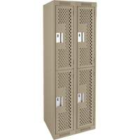 Clean Line Lockers, 2 -tier, Bank of 2, 24" x 15" x 72", Steel, Beige, Rivet (Assembled), Perforated Sidevic Inc.