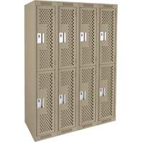 Casiers Clean Line, 2 niveaux, Bloc de 4, 48" x 12" x 72", Acier, Beige, Rivet (assembl&eacute;), Perfor&eacute; Sidevic Inc.