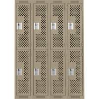 Casiers Clean Line, 2 niveaux, Bloc de 4, 48" x 12" x 72", Acier, Beige, Rivet (assembl&eacute;), Perfor&eacute; Sidevic Inc.