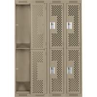 Casiers Clean Line, 2 niveaux, Bloc de 4, 48" x 12" x 72", Acier, Beige, Rivet (assembl&eacute;), Perfor&eacute; Sidevic Inc.