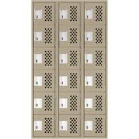 Assembled Lockerettes Clean Line Perforated Economy Lockers, 6 -tier, Bank of 3, 18" x 72" x 12", Steel Sidevic Inc.