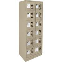 Clean-Line Perforated Lockerette, 6 -tier, Bank of 2, 12" x 72" x 12", Steel Sidevic Inc.