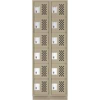 Clean-Line Perforated Lockerette, 6 -tier, Bank of 2, 12" x 72" x 12", Steel Sidevic Inc.