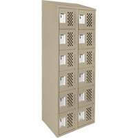 Clean-Line Perforated Lockerette, 6 -tier, Bank of 2, 15" x 72" x 12", Steel Sidevic Inc.