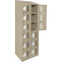 Clean-Line Perforated Lockerette, 6 -tier, Bank of 2, 15" x 72" x 12", Steel Sidevic Inc.