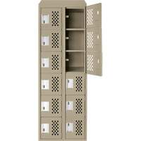 Clean-Line Perforated Lockerette, 6 -tier, Bank of 2, 15" x 72" x 12", Steel Sidevic Inc.