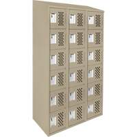 Clean-Line Perforated Lockerette, 6 -tier, Bank of 3, 15" x 72" x 12", Steel Sidevic Inc.