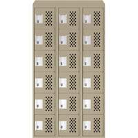 Clean-Line Perforated Lockerette, 6 -tier, Bank of 3, 15" x 72" x 12", Steel Sidevic Inc.