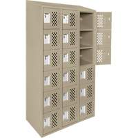 Clean-Line Perforated Lockerette, 6 -tier, Bank of 3, 15" x 72" x 12", Steel Sidevic Inc.