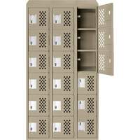 Clean-Line Perforated Lockerette, 6 -tier, Bank of 3, 15" x 72" x 12", Steel Sidevic Inc.