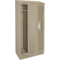 Clean Line Lockers, Bank of 3, 36" x 18" x 82", Steel, Beige, Rivet (Assembled), Perforated Sidevic Inc.