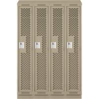 Clean Line Lockers, Bank of 4, 48" x 18" x 82", Steel, Beige, Rivet (Assembled), Perforated Sidevic Inc.