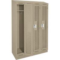 Clean Line Lockers, Bank of 4, 48" x 18" x 82", Steel, Beige, Rivet (Assembled), Perforated Sidevic Inc.