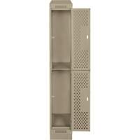 Clean Line Lockers, 2 -tier, 12" x 12" x 82", Steel, Beige, Rivet (Assembled), Perforated Sidevic Inc.