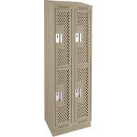 Clean Line Lockers, 2 -tier, Bank of 2, 24" x 12" x 82", Steel, Beige, Rivet (Assembled), Perforated Sidevic Inc.