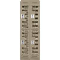 Clean Line Lockers, 2 -tier, Bank of 2, 24" x 12" x 82", Steel, Beige, Rivet (Assembled), Perforated Sidevic Inc.
