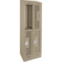 Clean Line Lockers, 2 -tier, Bank of 2, 24" x 12" x 82", Steel, Beige, Rivet (Assembled), Perforated Sidevic Inc.