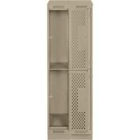 Clean Line Lockers, 2 -tier, Bank of 2, 24" x 12" x 82", Steel, Beige, Rivet (Assembled), Perforated Sidevic Inc.