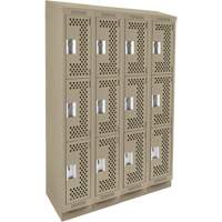 Clean Line Lockers, 3 -tier, Bank of 4, 48" x 15" x 82", Steel, Beige, Rivet (Assembled), Perforated Sidevic Inc.