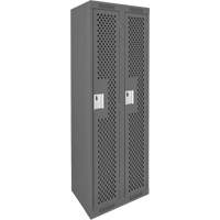 Clean Line Lockers, Bank of 2, 24" x 15" x 72", Steel, Charcoal, Rivet (Assembled), Perforated Sidevic Inc.