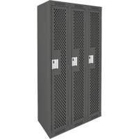 Clean Line Lockers, Bank of 3, 36" x 15" x 72", Steel, Charcoal, Rivet (Assembled), Perforated Sidevic Inc.