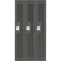 Clean Line Lockers, Bank of 3, 36" x 15" x 72", Steel, Charcoal, Rivet (Assembled), Perforated Sidevic Inc.