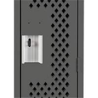 Clean Line Lockers, Bank of 3, 36" x 15" x 72", Steel, Charcoal, Rivet (Assembled), Perforated Sidevic Inc.