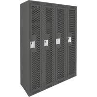 Clean Line Lockers, Bank of 4, 48" x 15" x 72", Steel, Charcoal, Rivet (Assembled), Perforated Sidevic Inc.