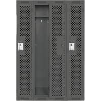 Clean Line Lockers, Bank of 4, 48" x 15" x 72", Steel, Charcoal, Rivet (Assembled), Perforated Sidevic Inc.