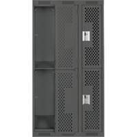 Clean Line Lockers, 2 -tier, Bank of 3, 36" x 15" x 72", Steel, Charcoal, Rivet (Assembled), Perforated Sidevic Inc.
