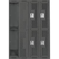 Casiers Clean Line, 2 niveaux, Bloc de 4, 48" x 12" x 72", Acier, Charbon, Rivet (assembl&eacute;), Perfor&eacute; Sidevic Inc.