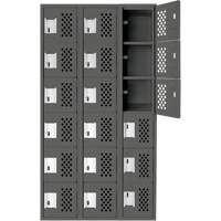 Assembled Lockerettes Clean Line Perforated Economy Lockers, 6 -tier, Bank of 3, 18" x 72" x 12", Steel Sidevic Inc.