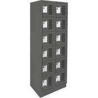 Clean-Line Perforated Lockerette, 6 -tier, Bank of 2, 12" x 72" x 12", Steel Sidevic Inc.